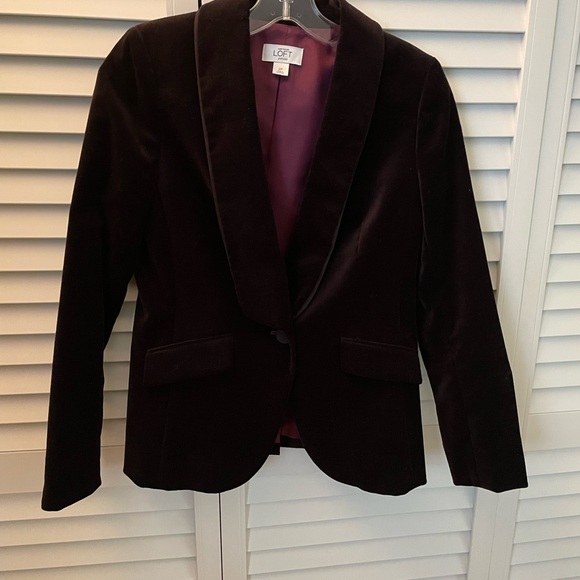 LOFT Brown Velvet Shawl Collar Blazer - Picture 1 of 4